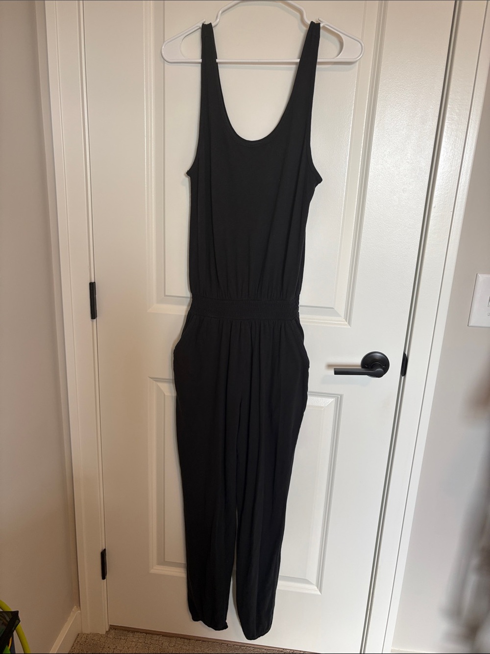 aerie Black Sleeveless Scoop-Neck Jumpsuit